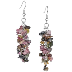 Natural Crystal Chip Stones Dangle Earrings For Women Reiki Healing Tumbled Stone Long Drop Hook Eardrop