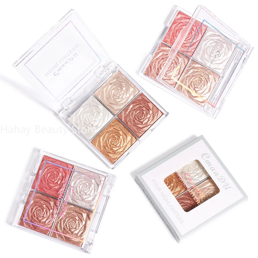 Rose Diamant Text marker Puder Palette Glitzer Gesicht Kontur aufhellen Make-up Schimmer beleuchten High Light Kosmetik 4 Farben