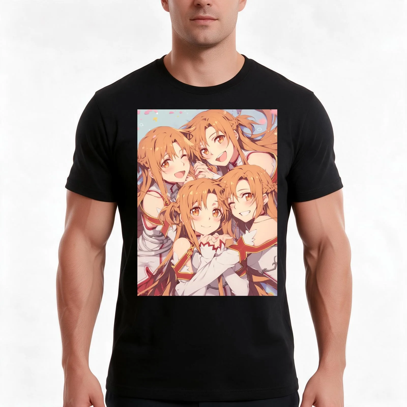 sword art online kirito x asuna T-Shirt Summer Casual Cotton Tee Oversized Streetwear Tops Vintage Graphic Print 100% Cotton