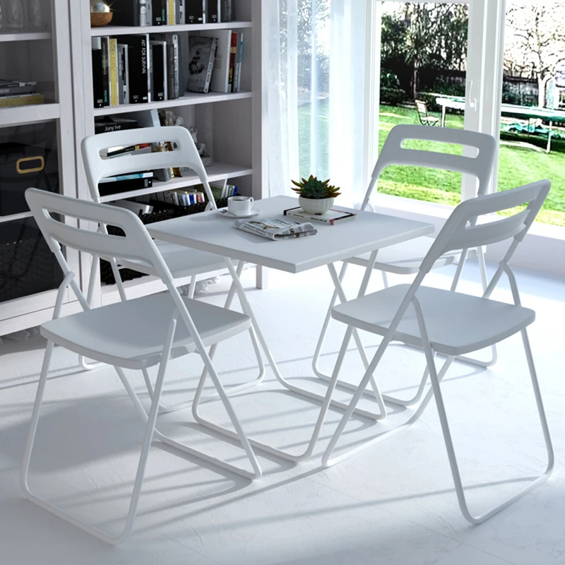 Portable Folding Chair Nordic Home Balcony Simple Office Plastic Backrest Leisure Bench Dormitory Dining Chairs Writing Desk