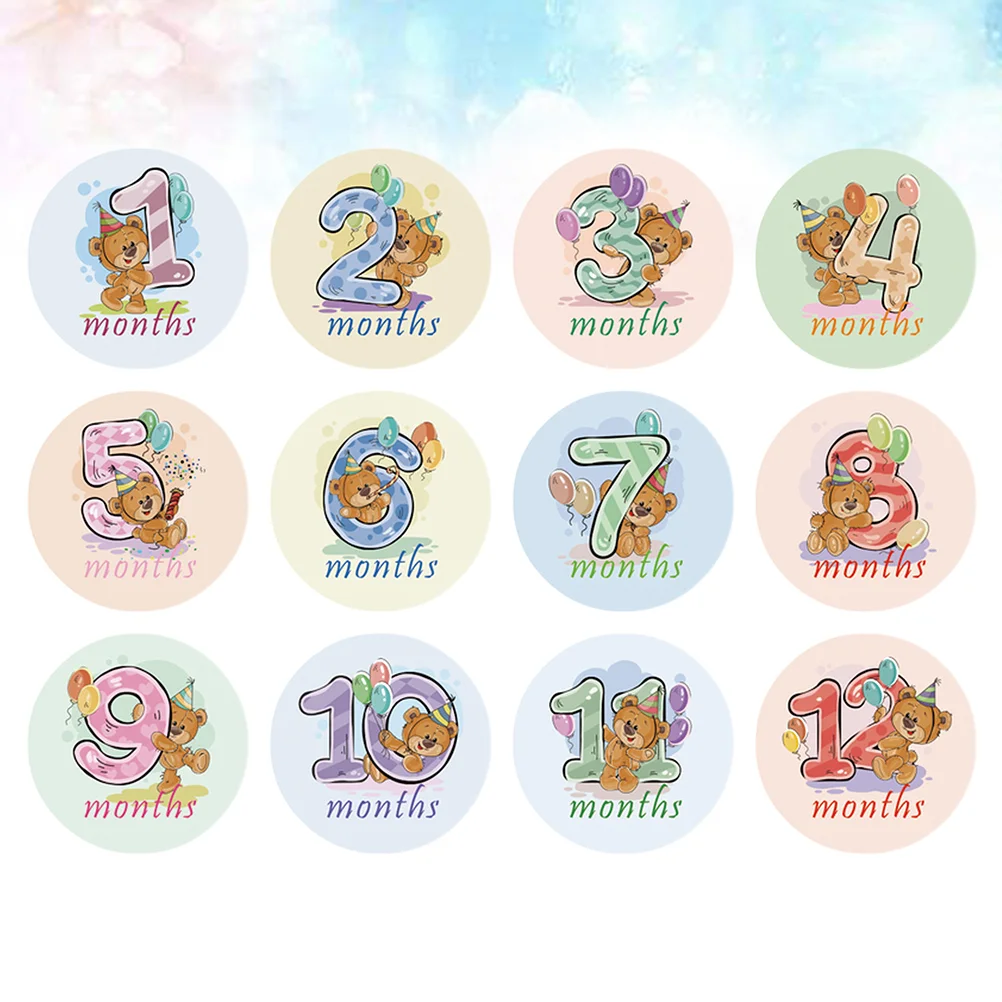 12pcs Cartoon Animal Monthly Baby Sticker Milestone Stickers for Baby Girls Boys baby animal month stickers