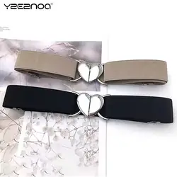 Women Canvas Belts Girls Heart Shape Buckle Uniform Decoration Multicolor Adjustable Elastic Waist Belt Red Black Khaki White