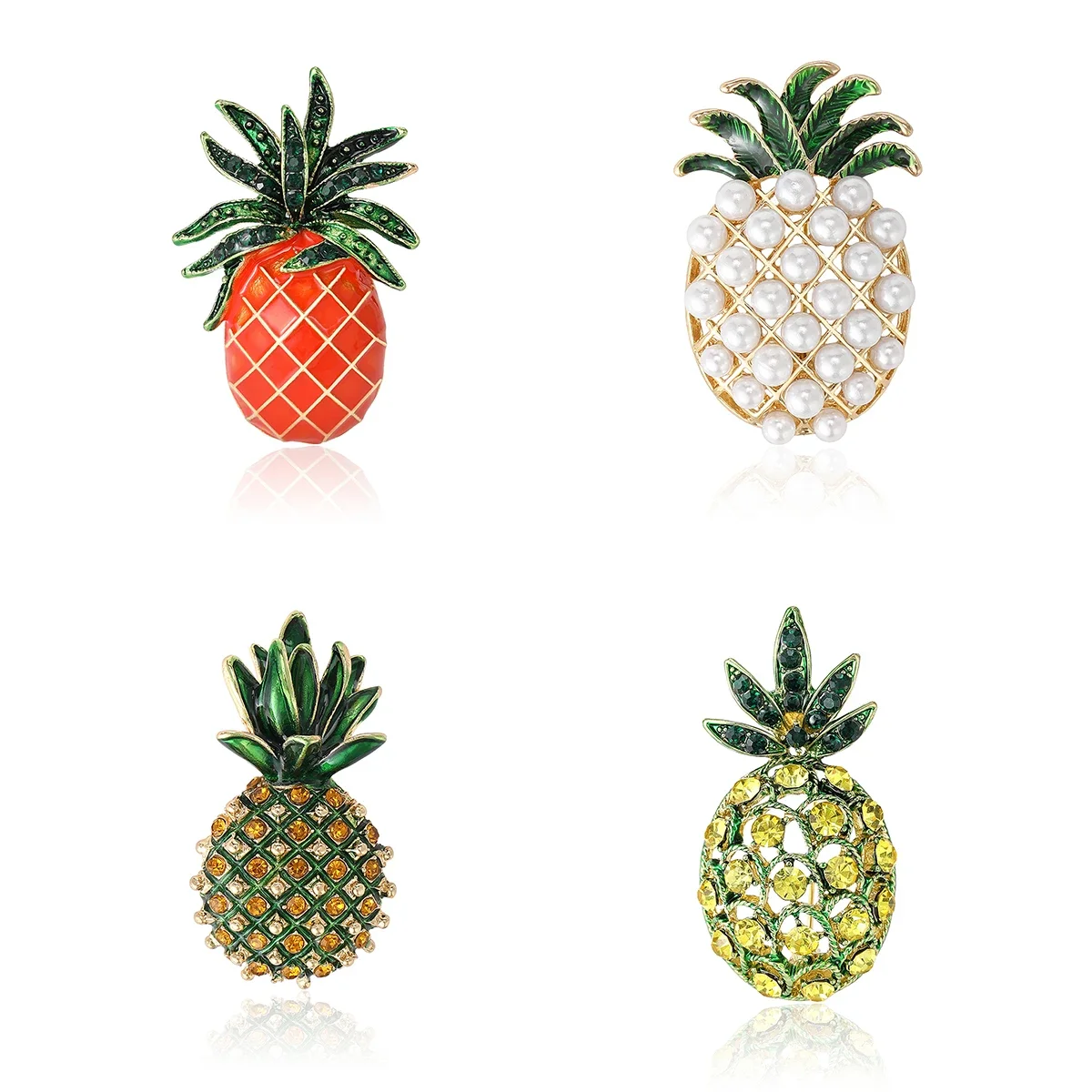 Beautiful Rhinestone Pineapple Brooches for Women Unisex Fruit Pins Multi-color Available Casual Party Accessories Gifts