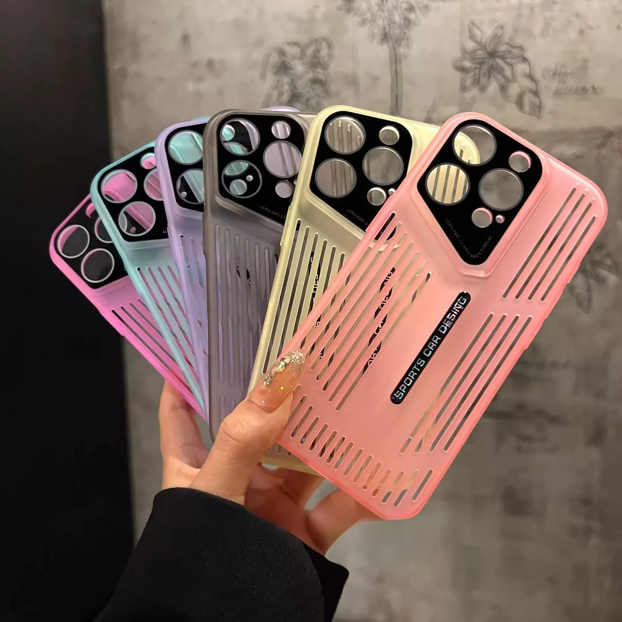 الفاخرة جوفاء التبريد تبديد الحرارة تنفس شبكة جراب هاتف آيفون 16 15 14 13 12 11 برو ماكس غطاء ممتص للصدمات