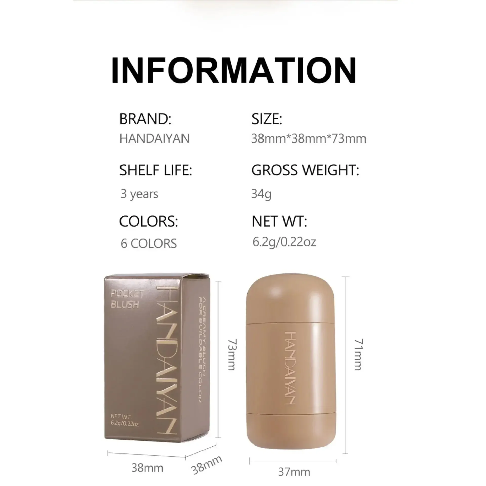 Bâton de fard à joues crème multifonctionnel, soyeux, mélange naturel, longue durée, imperméable, Portable, maquillage Compact, tendance