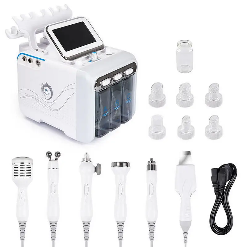 7 in1 Small Bubble Hydrogen Oxygen Facial Beauty Machine with Trolley Multifunctional Face Cleansing Skin Rejuvenation Sprayer