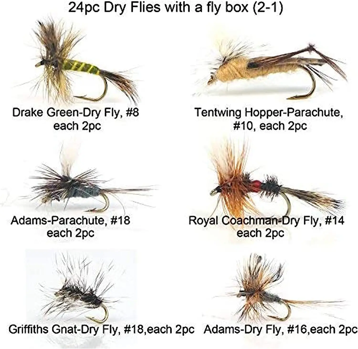 Imagem -03 - Fly Iscas de Pesca com Bead Cabeça Combo Isca Artificial Truta Fly Seco e Molhado 12 Tipos Padrões 16 Pcs 24 Pcs