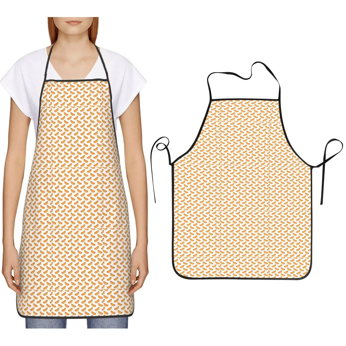 Hot Dog Food Delicious Pattern Apron Chef Cooking Baking Tablier Bib Kitchen Cleaning Pinafore for Women Men Gardening