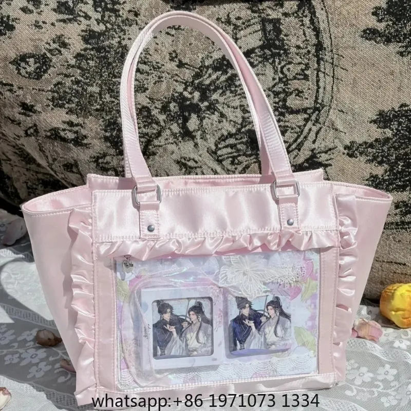 New  Sweet Lolita Pink Ita Bag Women Japanese Transparent Large Capacity Tote Bag Ladies Harajuku Kawaii Handbag Aesthetic