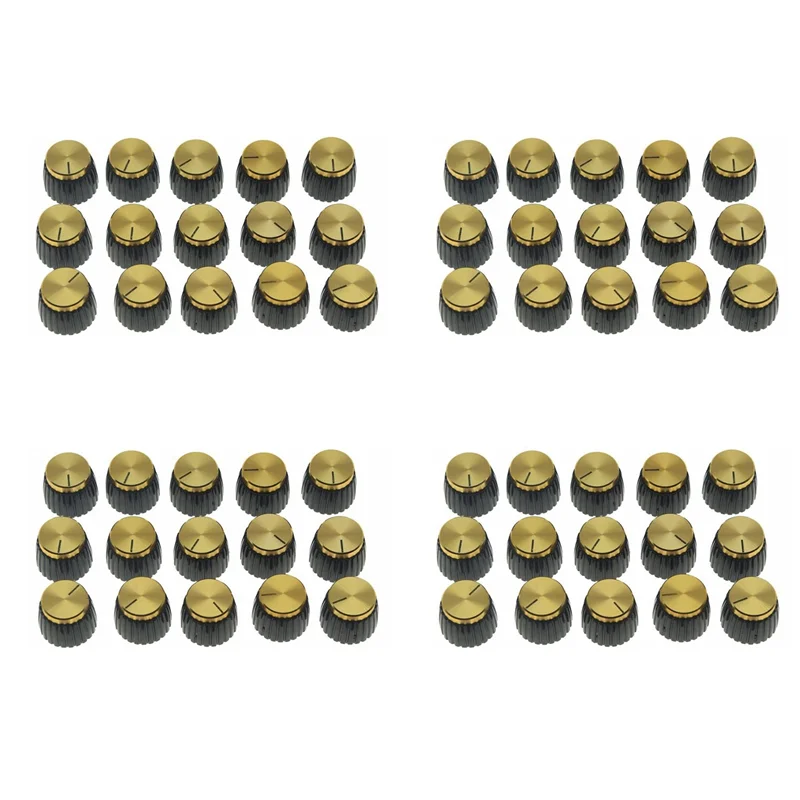 

60 шт. гитарный усилитель, нажимные ручки, черный с золотым алюминиевым колпачком, подходит для усилителей диаметром 6 мм-B61B