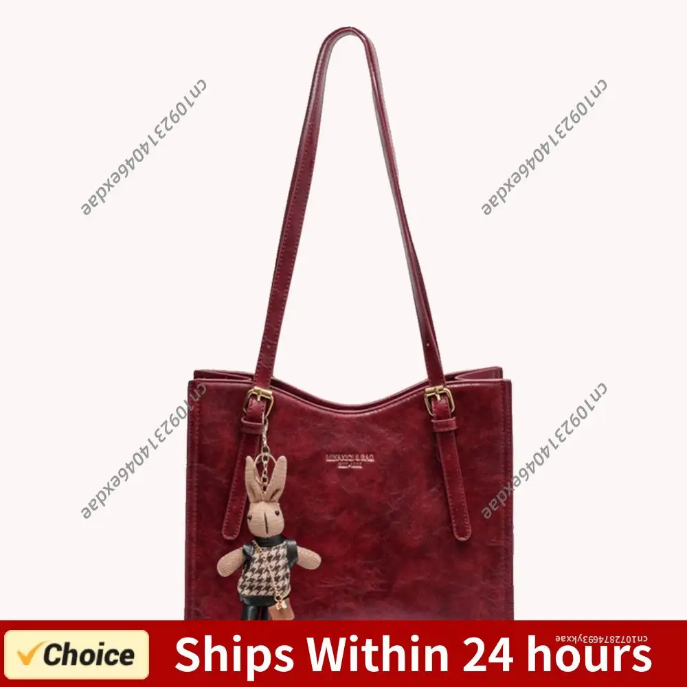 

Women Vintage Shoulder Bag PU Leather Retro Tote Handbag Large Capacity Fashion Shoulder Bag Ladies Travel Handbag