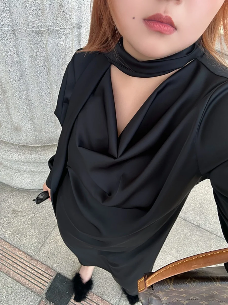 

Faionable плюс размер Bla Satin ter Dr Длинное платье для похудения для женщин с поясом V-Ne Полиэфирное волокно