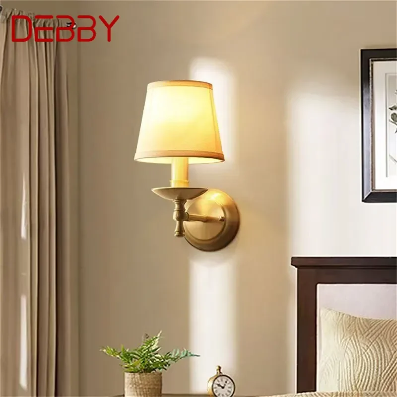 DEBBY lampu dinding kuningan kontemporer lampu LED Retro Amerika ruang tamu kamar tidur ruang belajar Hotel Villa Model ruang lorong jalan lampu