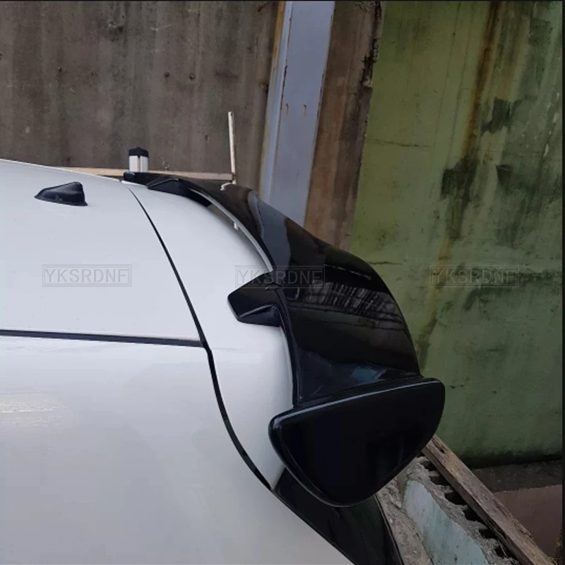 Hatchback Spoiler For Chevrolet Spark Universal Spoiler ABS Plastic Carbon Fiber Look Rear Roof Wing Car Body Kit Accessories