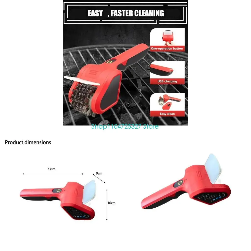 

D8KF Professional Barbecue Cleaning Tool Rechargeable Electric Brush Detachable Head Rustproof Bristles