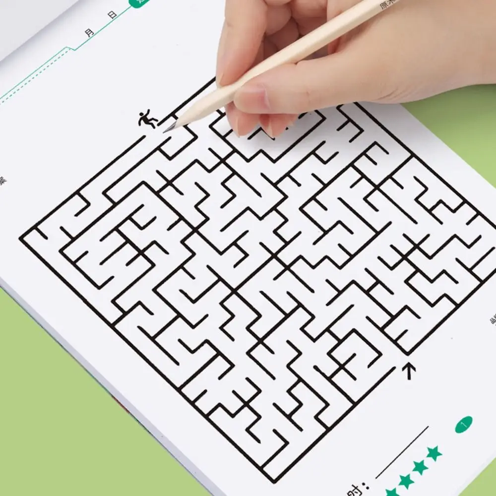 Paper Maze Training Book, Desenvolvimento da Inteligência, Diferentes Níveis de Dificuldade, Brinquedos Educativos, Multicolor, Atenção Pensamento