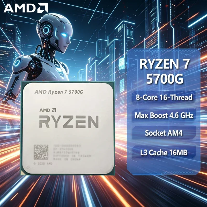 Upgraded High-def AMD Ryzen 7 5700G 2026 100% Brand New 65W AM4 8-Core 16-Thread Vega8 Graphics Gaming CPU Without Cooler