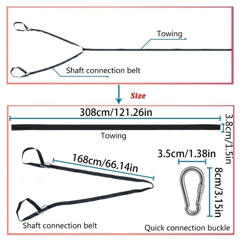 حزام حبل السحب حبل القطر سحب الحبل مع السنانير لحالات الطوارئ الشاقة #6