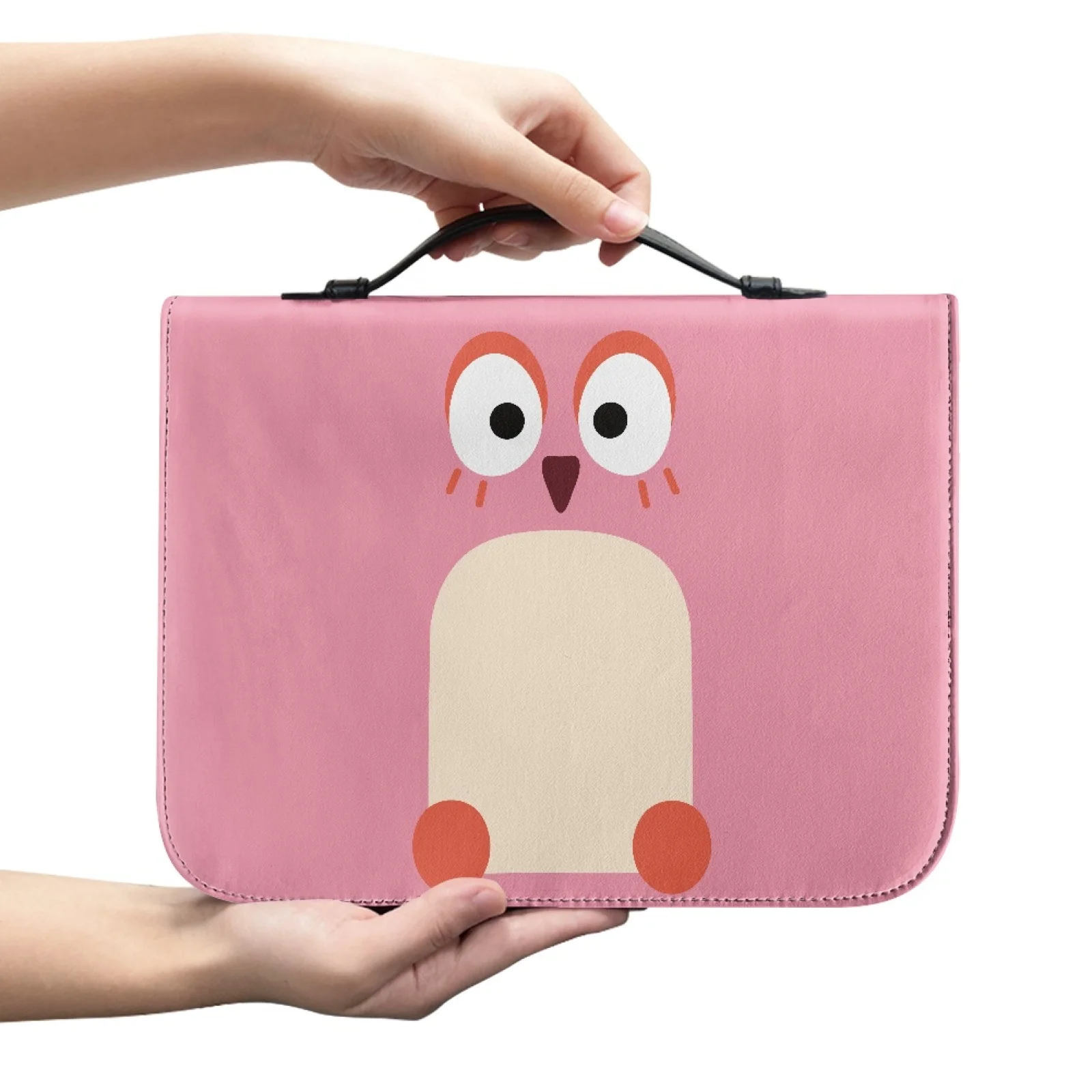XIXIRIMIDO Pink Owl Face Large Capacity Church Bible Bag for Travel PU Leather Bible Bags New Trend