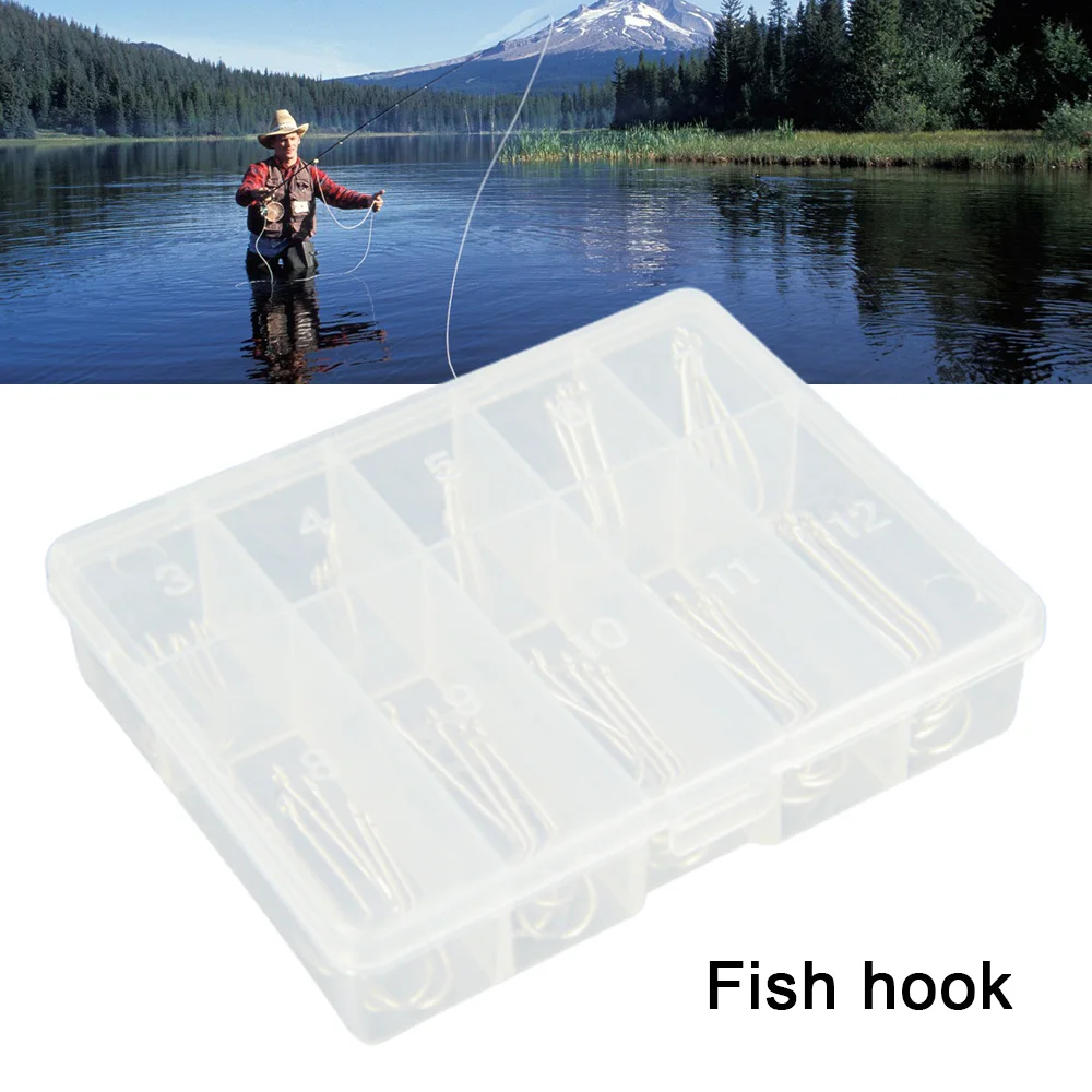Caja de anzuelos mango largo pesca agua dulce kit metal - imagen 3