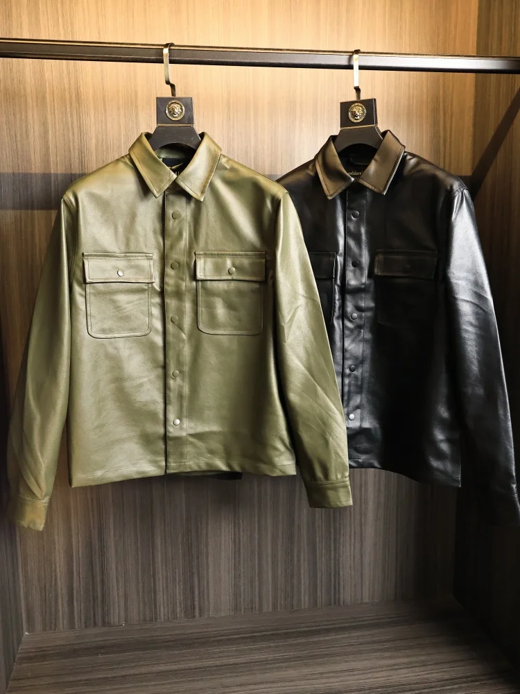 Men's Soft Ultra-Leather Jacket Stand Collar Durability Fashion Spring Season Casual Style Standard Fit PU Leather Coat
