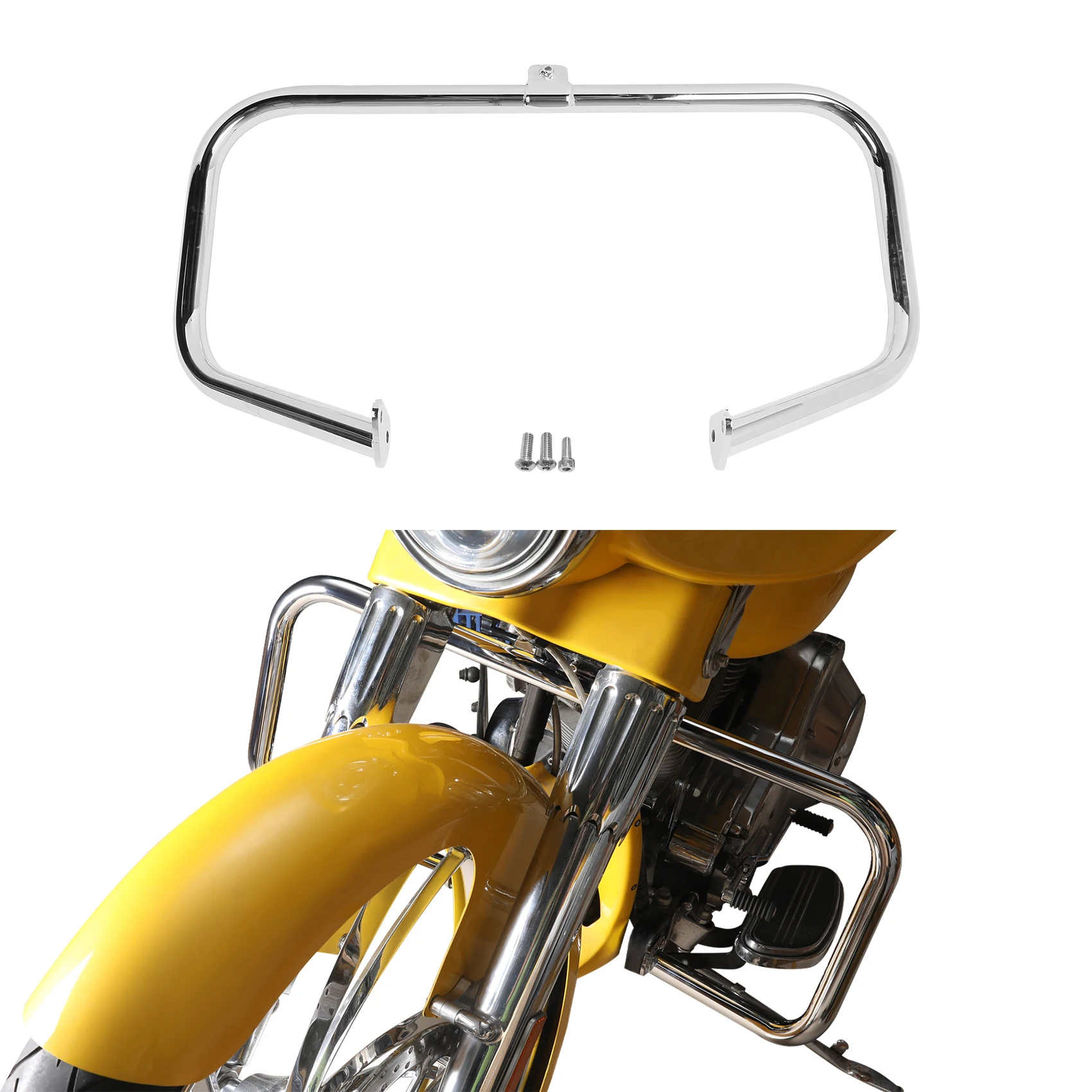 

Motorcycle Engine Guard Highway Crash Bar Footpegs For Harley Touring Road King Street Electra Glide FLHT FLHR FLTR 1997-2008 07