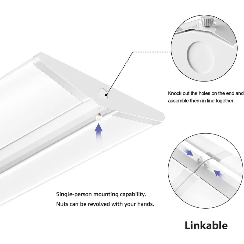 AntLux 72W 4FT LED Wraparound Office Light, Ultra Slim LED Garage Shop Lights Flush Mount, 8000 Lumens, 4000K, No Glare