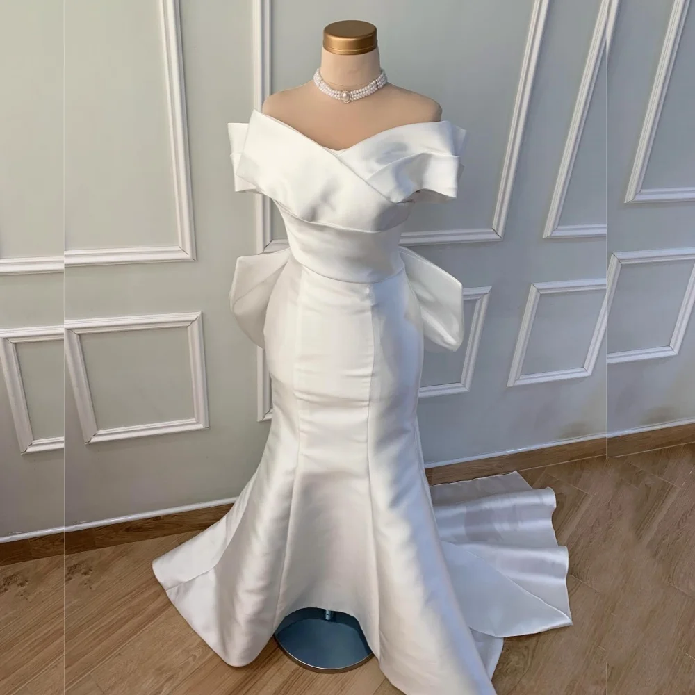 

Customized Charmeuse Criss-Cross Temperament Mermaid Off the Shoulder Bespoke Occasion Woman Elegant Party Wedding Charming