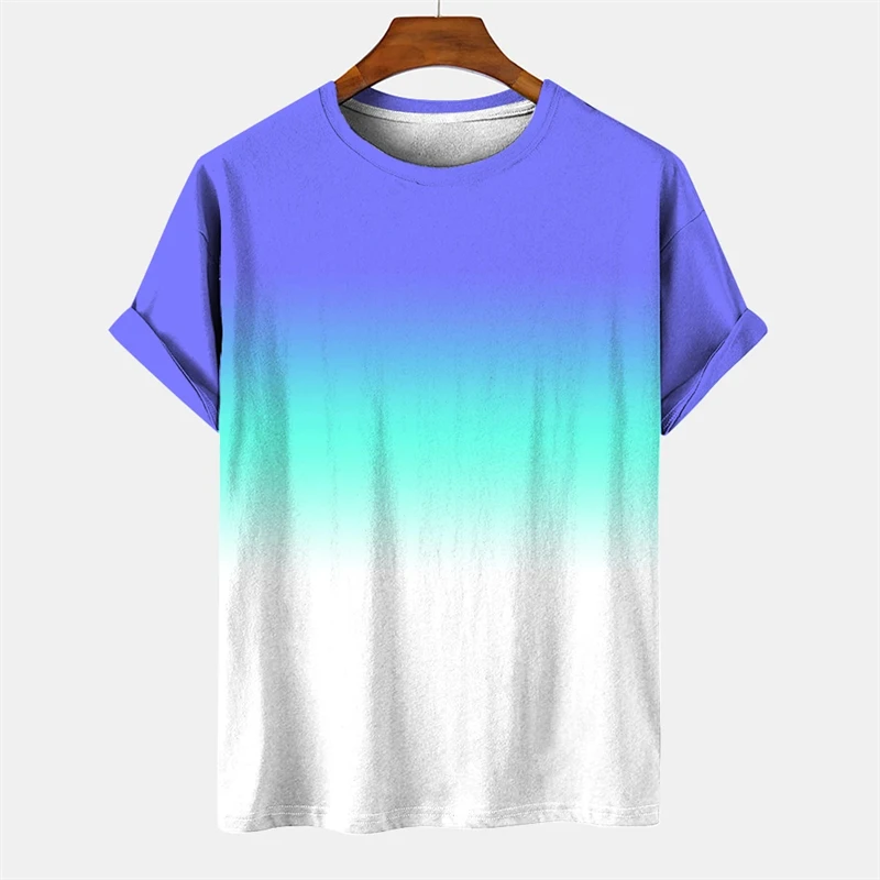 2024 Eenvoudige Geleidelijke Verandering Grafische T-Shirts Gradiënt Kleur 3d Print T-Shirt Mannen Kleding Harajuku Mode Vrouwen Tees Jongen Y 2K Tops