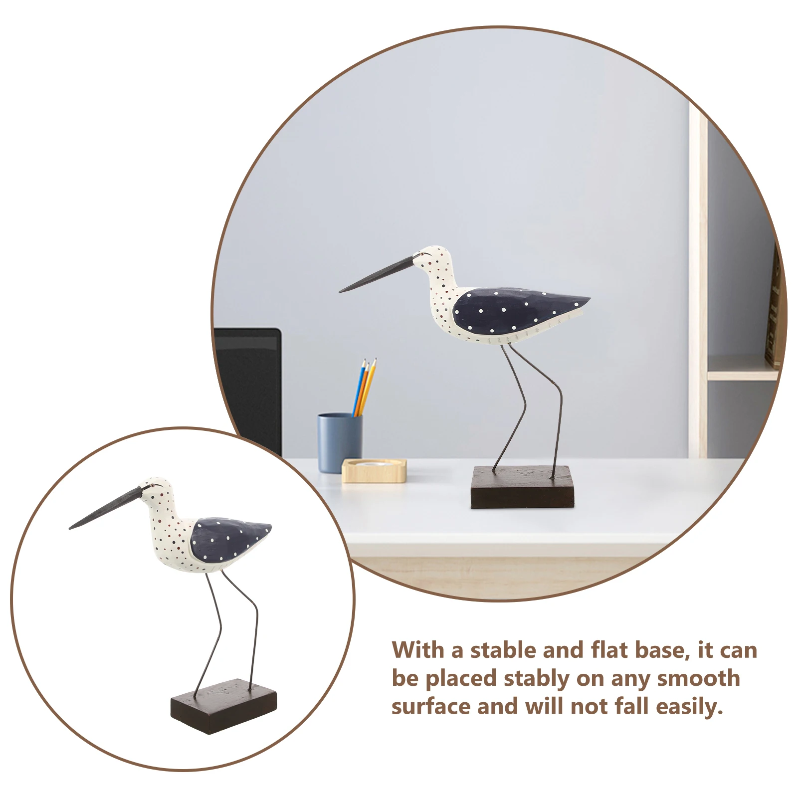 

Seabird Statue Nautical Style Decor Coastal Animal Sculpture Wooden Indoor Decoration Office The