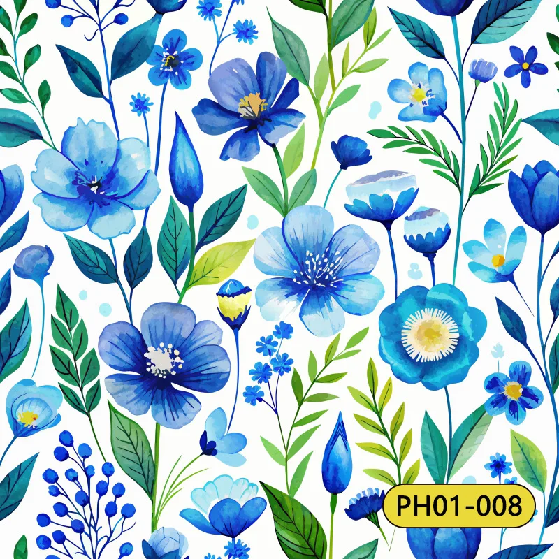 

Pastoral Floral Peel and Stick Wallpaper Blue Self Adhesive Removable Waterproof Flower Contact Paper for Bedroom Home Decor