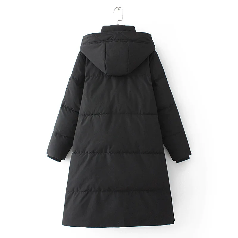 Women Clothing Plus Size Parkas 5XL Loose Fit Long Padded Jacket Winter Black Hooded Thick Down Cotton Knee Length Coat