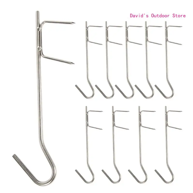 

10Pcs Smoking Hooks Set Hooks for Fish Smoking, Stainless Steel Fishing Hooks X3UA