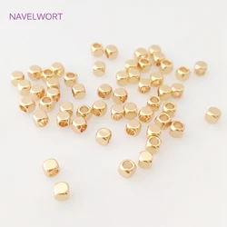 Perles de cube creux en laiton plaqué or 18 carats, séparateurs pour perles, bijoux de bricolage, fournitures exécutives, vente en gros, 2mm, 3mm, 4mm