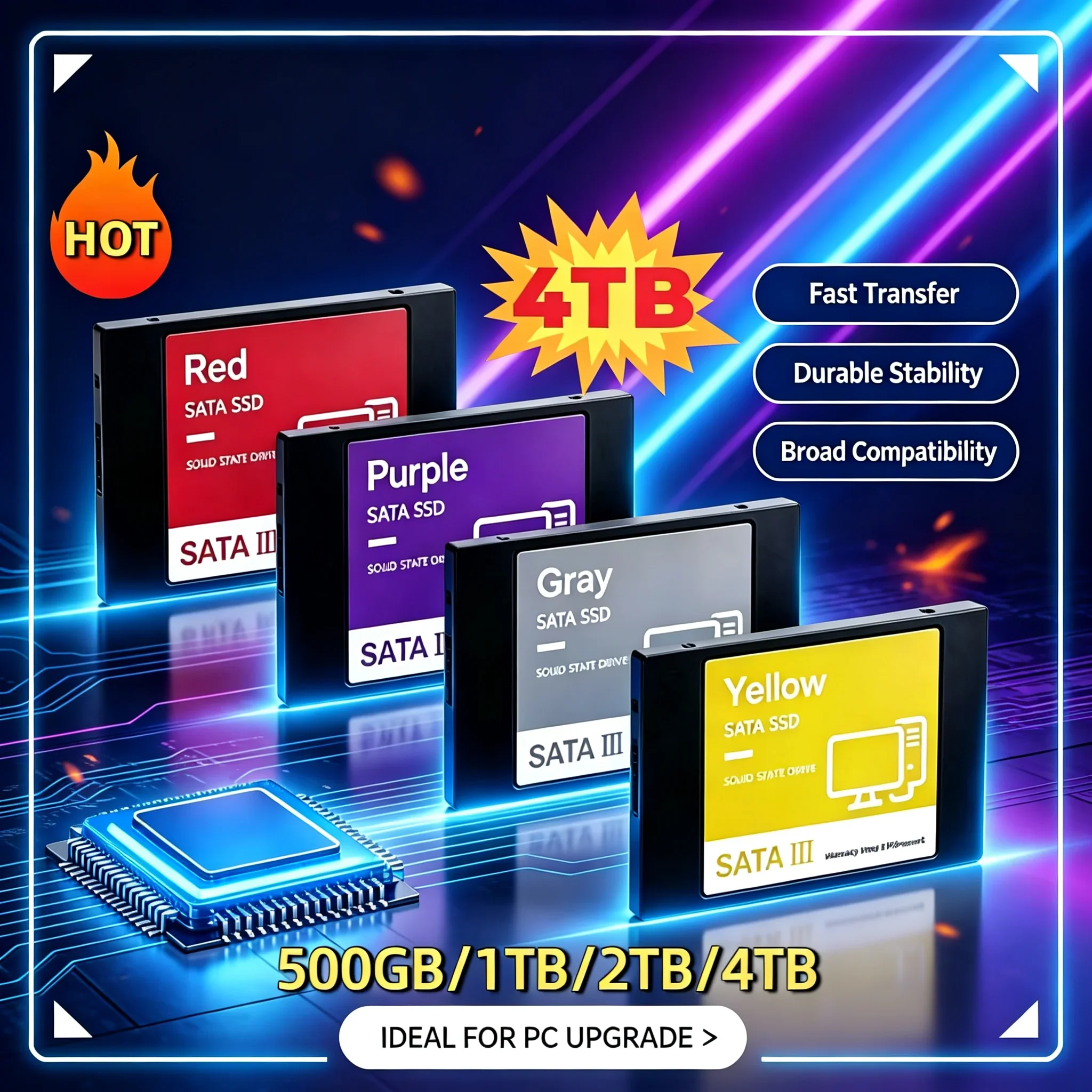 New Solid State III Disk High Speed  SSD For Laptop Microcomputer Desktop 2.5 Inch High Speed 4TB Internal HDD Hard Drive