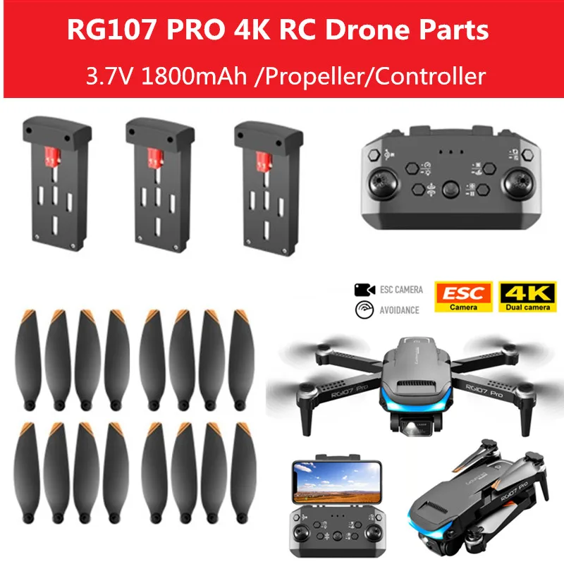 Original battery for RG107 PRO 4K RC Drone Accessories RG107 PRO Dron Battery Blades RG107 RC Drone Propeller Controller Parts