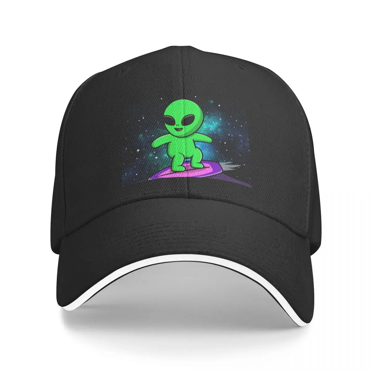 Surfing Alien: Galactic Glide Baseball Cap Horse Hat Hip Hop Luxury Woman Men's