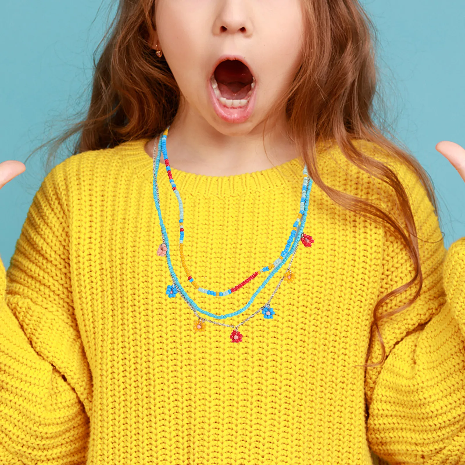 

Bohemian Necklace Beaded Necklaces for Women Fashion Choker Lightweight Clavicle Chain Boho Design Durable Alloy Bead