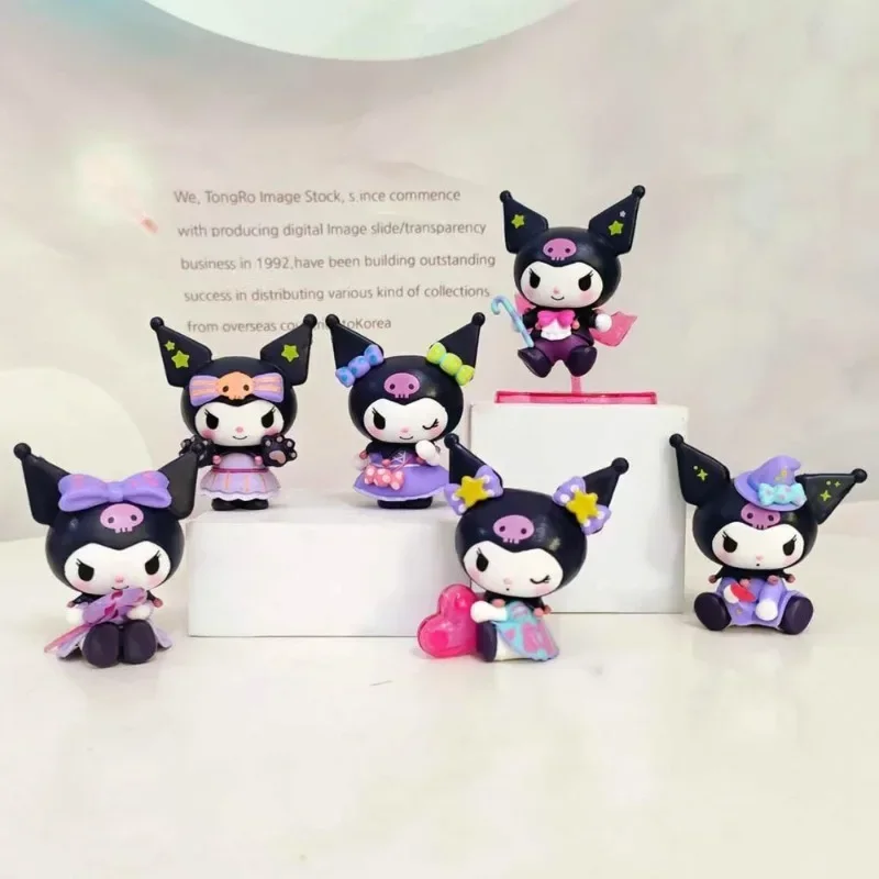 

Sanrio Kuromi Rick-or-treating Dolls Anime Figures Kawaii Toys Q Figural Car Desk Cake Decoration Model Children Halloween Gifts