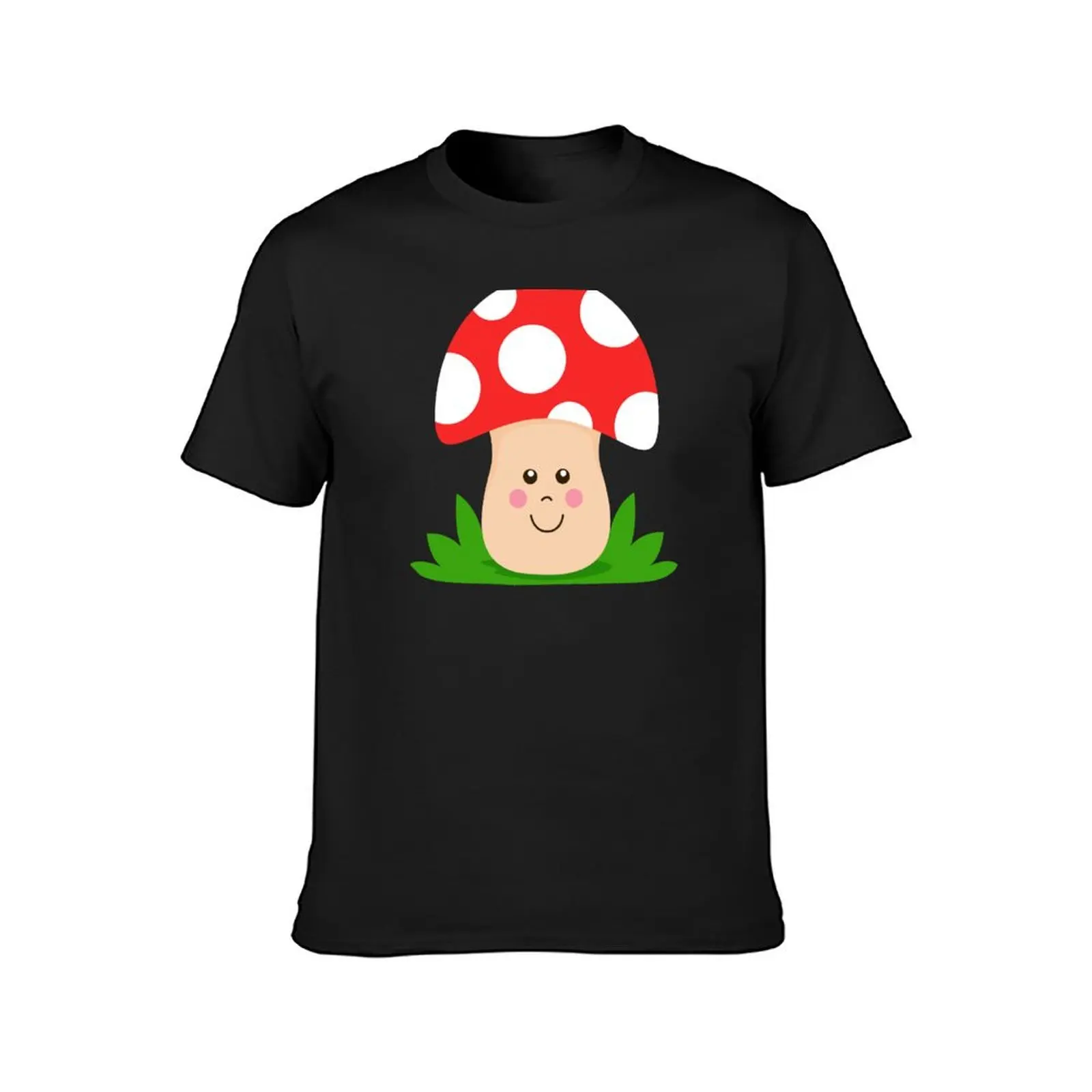 Happy Mushroom Toadstool T-Shirt plain Aesthetic clothing Men's cotton t-shirt