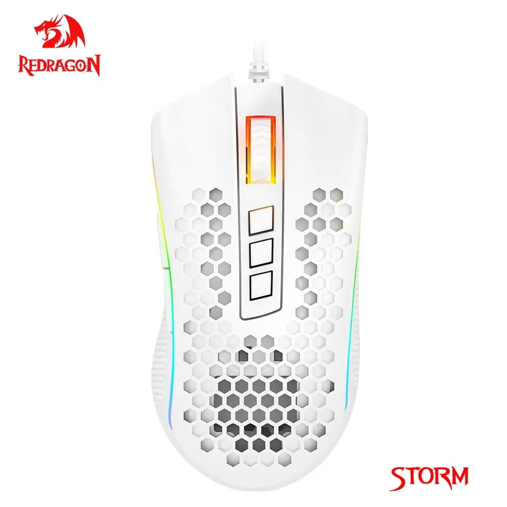 REDRAGON Storm M808 USB Wired RGB Gaming Ultralight Honeycomb Mouse 12400 DPI Programmable Game Mice for Computer PC Laptop