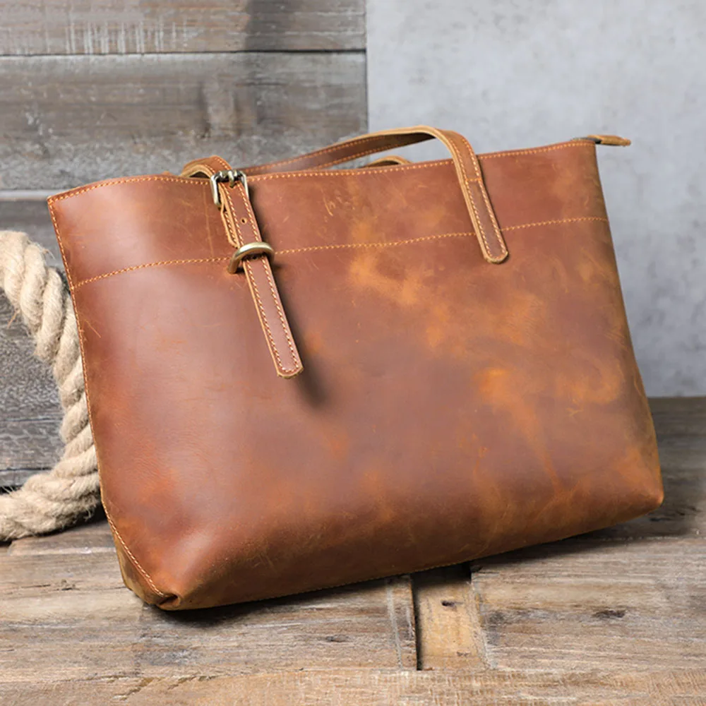 S.WORKER Vintage Echtleder Herren-Tragetaschen Aktentaschen Laptoptaschen Crazy Horse Leder Schulterhandtasche Italienisches Rindsleder – Detail 13