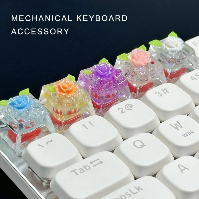 

Only Keycap,DIY Flower Pattern Translucent Keycap Camellias OEM Height Keycaps for Mechanical Keyboards Installation