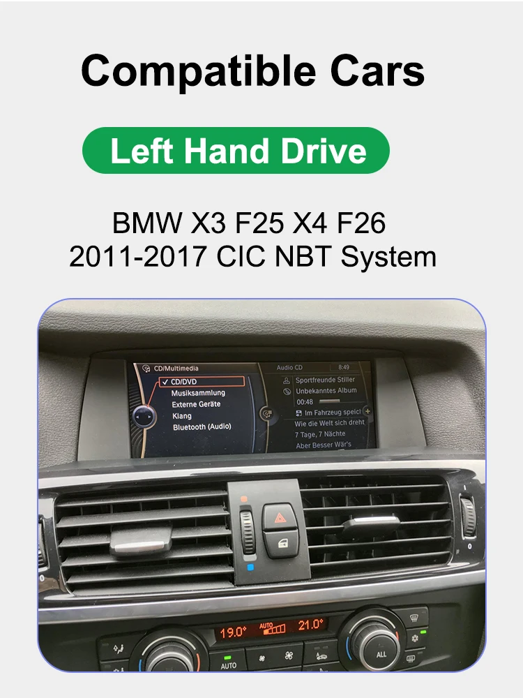 AUTOTOP 10,25 "Wireless Carplay Multimedia Linux Touchscreen Für BMW X3 F25 X4 F26 2011-2016 CIC NBT Android Auto Spiegel Link – Detail 2