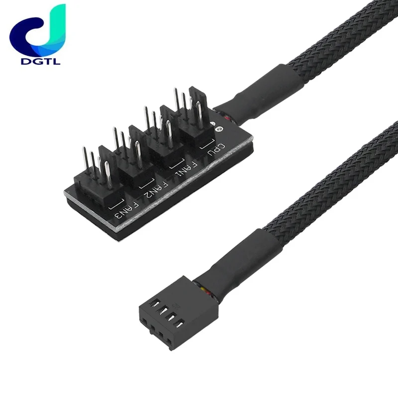 Braided Power Cable 1 to 5 / 4 Pins TX4 PWM CPU Cooler Computer Chassis Cooling Fan Hub Splitter Adapter Wire 39cm 40CM for PC