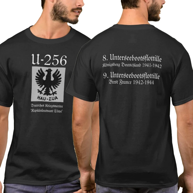 WWII German Naval U-boot U-256 Submarine T-Shirt 100% Cotton O-Neck Summer Short Sleeve Casual Mens T-shirt Size S-3XL
