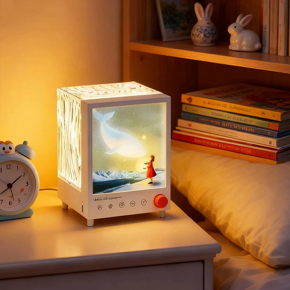 F5 Christmas Gift Aurora Projector Table Night Light With 3D Surround Sound Bluetooth Speaker White Noise Table Decoration Lamp