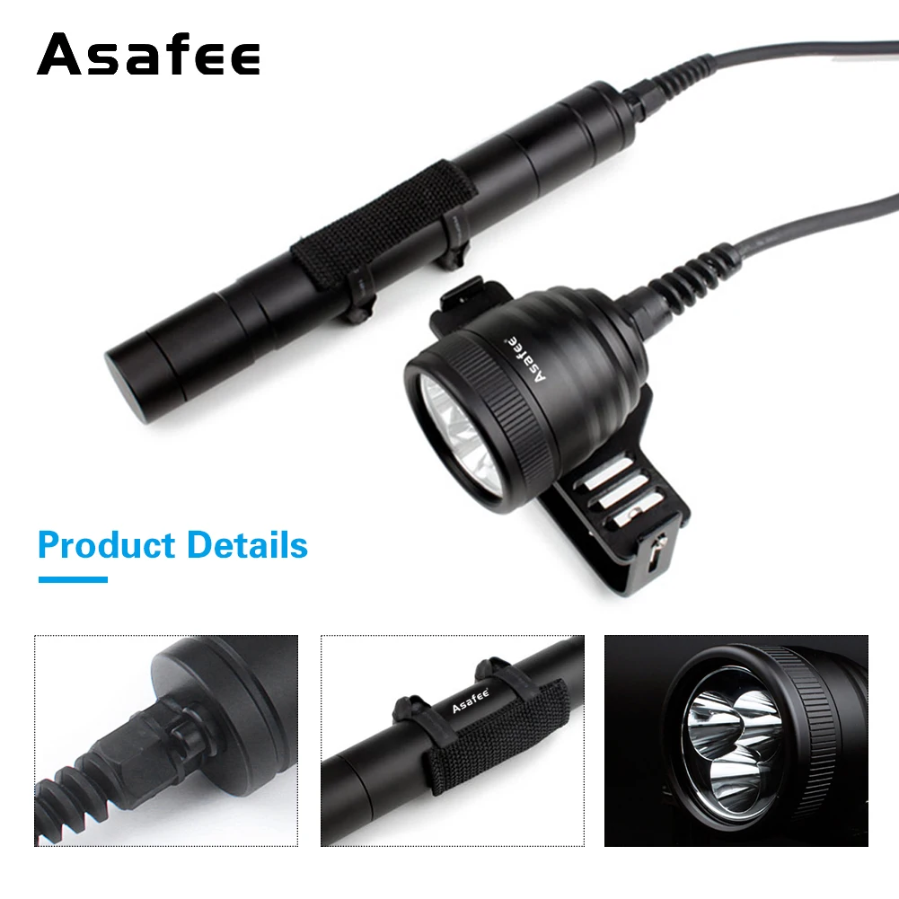 Asafee DIV10 Canister Technical Diving Light professionale impermeabile LED Scuba Dive Torch Light Split potente Diver Main Light