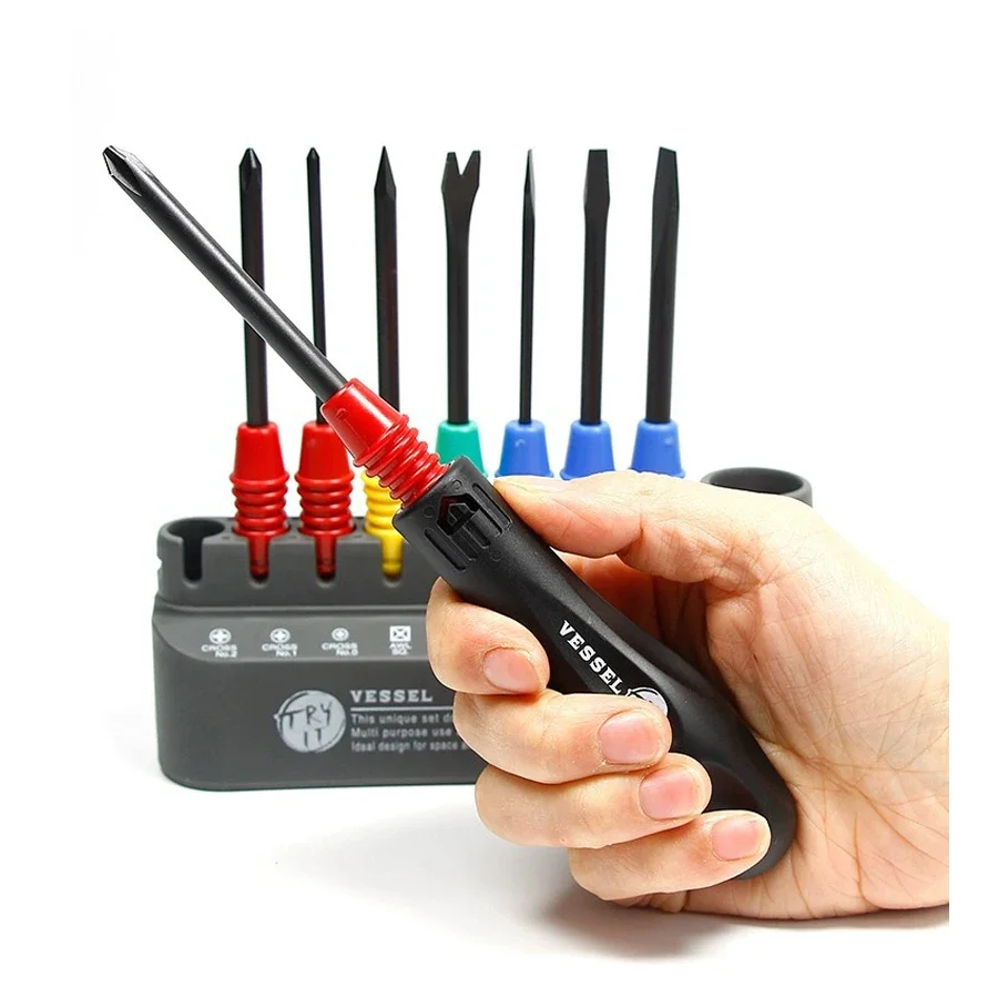 VESSEL Tools Combination Screwdriver with Magnetic Multifunctional 9-Piece Imported Screwdriver Set TD-800