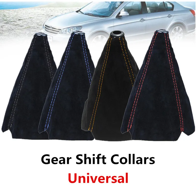 Auto Accessories Car Gear Shift Collars Covers Gear Shift Cover Suede PU Leather Gear Stick Shift Shifter Knob Cover Boot Gaiter